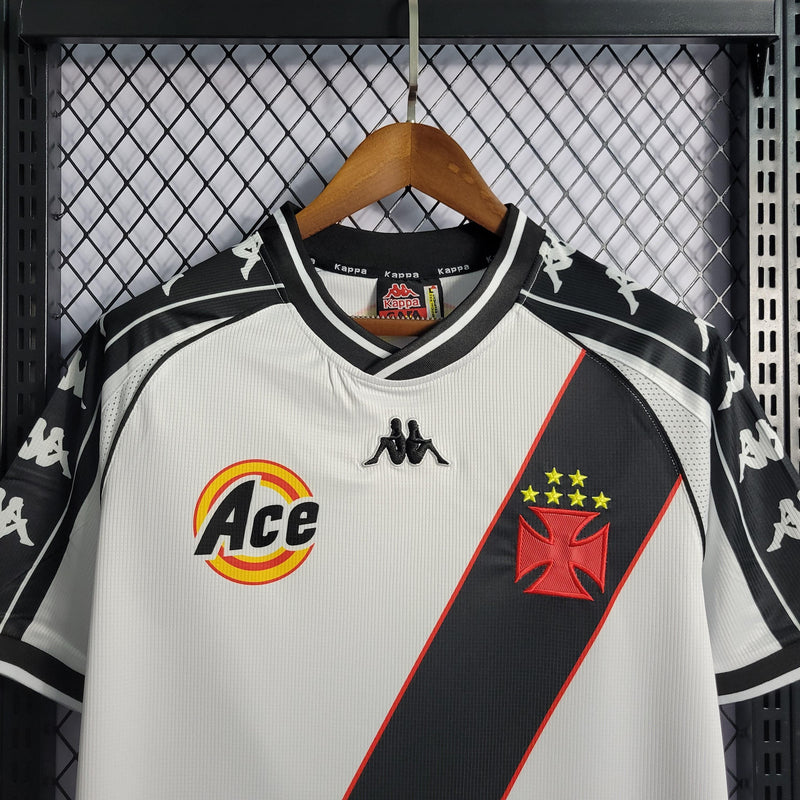 Camisa Vasco Away 2000 Retrô - Branca e Preta