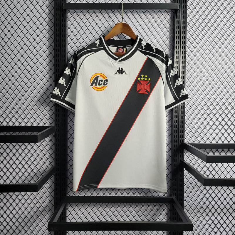 Camisa Vasco Away 2000 Retrô - Branca e Preta