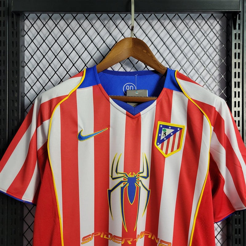 Camisa Atlético de Madrid Spider 04/05 Retrô - Branca e Vermelha