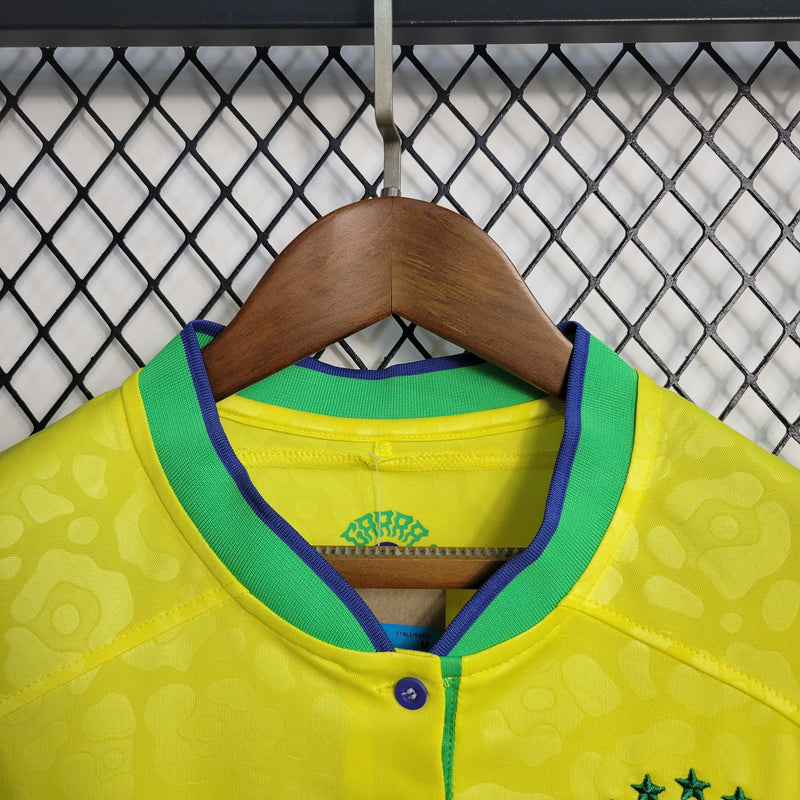 Camisa Brasil Home 2022 Feminina - Amarela