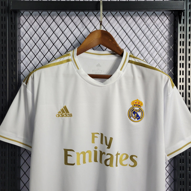 Camisa Real Madrid Home 19/20 Retrô - Branca e Dourada