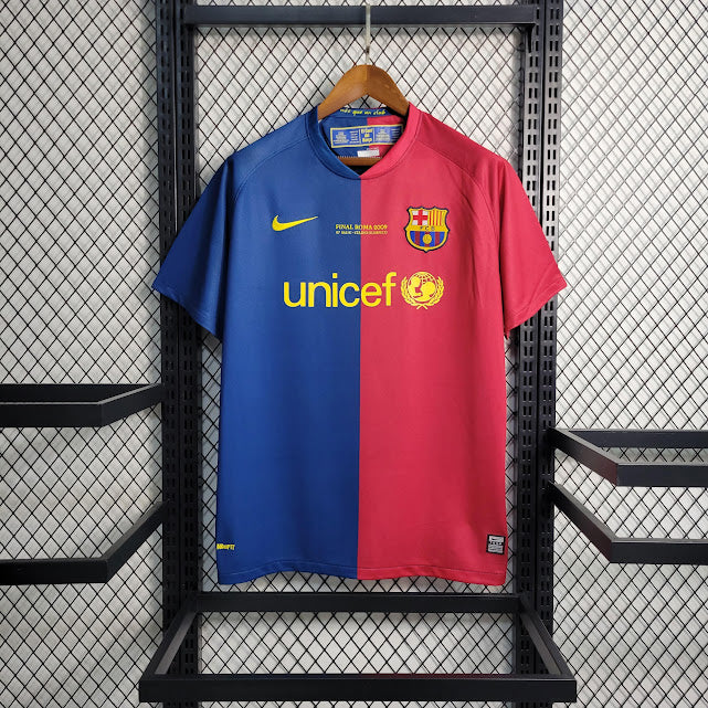 Camisa Barcelona 08/09 Retrô - Azul e Vermelha