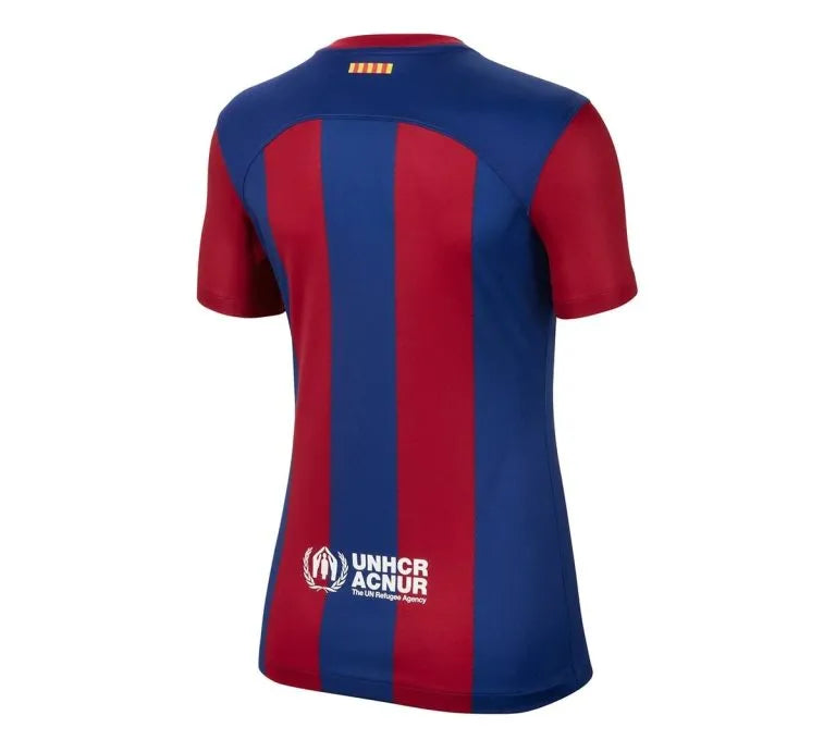 Camisa Barcelona Feminina Home 23/24 - Azul e Vermelha