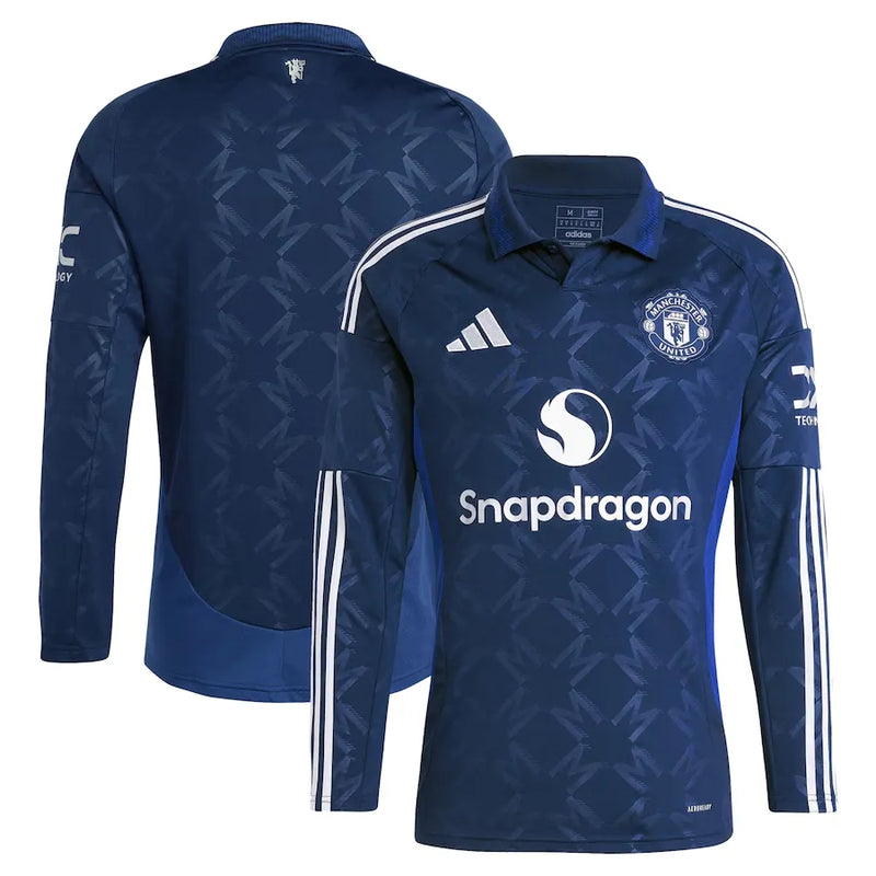 Camisa Manchester United Away 24/25 Manga Longa - Azul